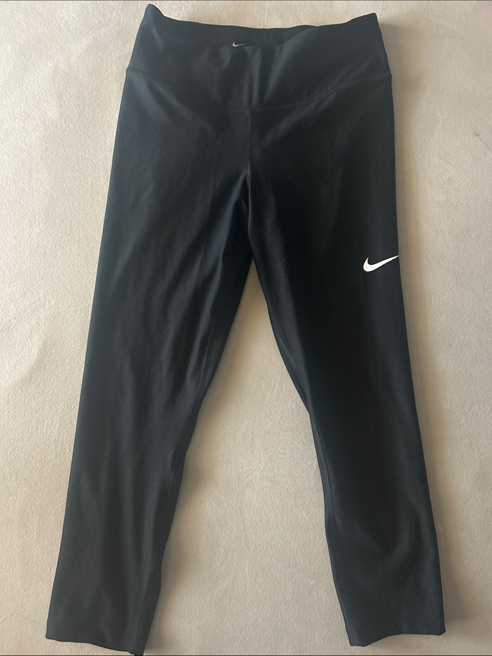 Nike Black Girls' Leggings with White Swoosh